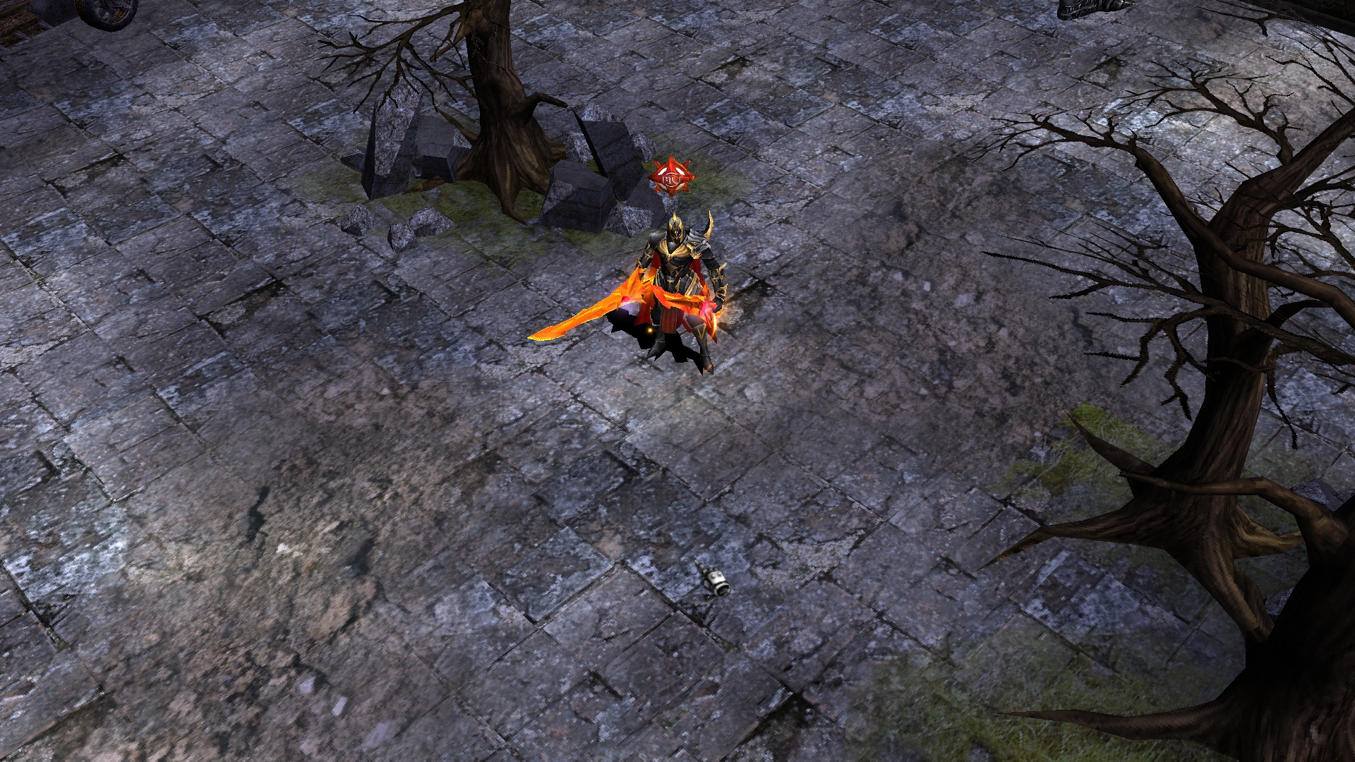 Cursed player with unique appearance in Curse PvP event in MU Online
